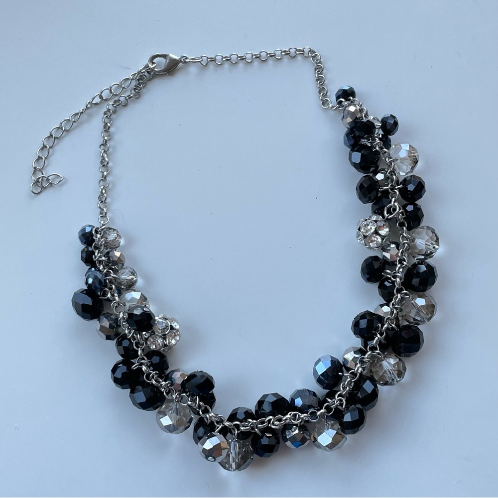 Black And White Bead Clusters Statement Necklace - image 2